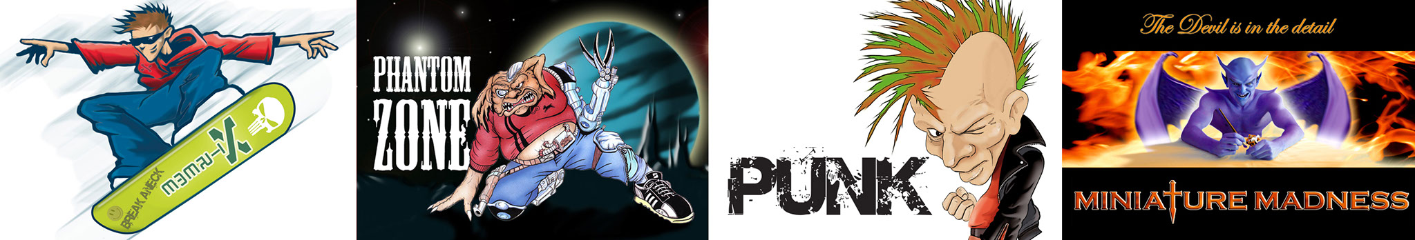 Snowboarder, Phantom Zone Poster, Mohawk Punk, Devil Painting.