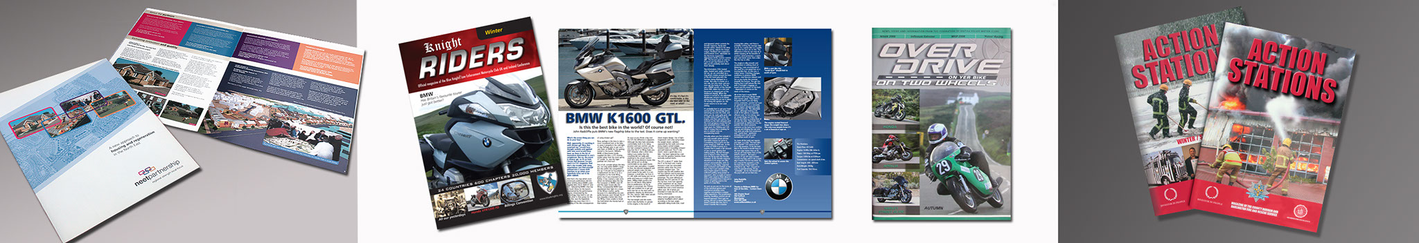 neet partnership housing association annual report, Design for Knight Riders Magazine cover and dp spread, Overdrive Magazine Action Sation Mag 